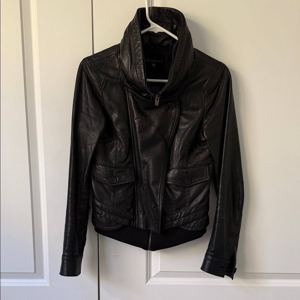 Theory Borie Women's Black Leather Jacket